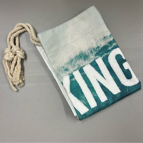 Pottery Barn Making Waves Wall Hanging Decor Cream Blue Ocean Wave 24 x 36 NEW - Picture 6 of 6